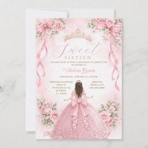 Roze Strik Princess Baljurk Sweet Sixteen Verjaard Kaart