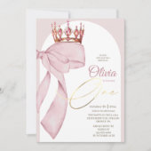 Roze Strik Prinses 1e Verjaardag Kaart (Voorkant)