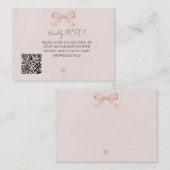 Roze Strik QR-code RSVP Notitiekaartje (Voorkant / Achterkant)