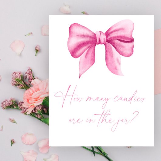 Roze strik - raad eens hoeveel snoepjes in potje poster