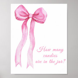 Roze strik - raad hoeveel snoepjes er in de pot zi poster