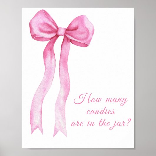 Roze strik - raad hoeveel snoepjes er in de pot zi poster (Voorkant)