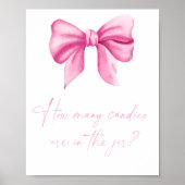 Roze strik - raad hoeveel snoepjes in pot poster (Voorkant)