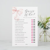 Roze Strik Raad Wie Bruidsfeest Spel Briefpapier (Staand voorkant)