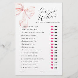Roze Strik Raad Wie Bruidsfeest Spel Briefpapier