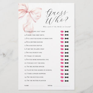 Roze Strik Raad Wie Bruidsfeest Spel Briefpapier
