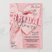 Roze Strik Retro Bruiloftsfeest Script Kaart (Voorkant)