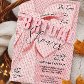 Roze Strik Retro Bruiloftsfeest Script Kaart