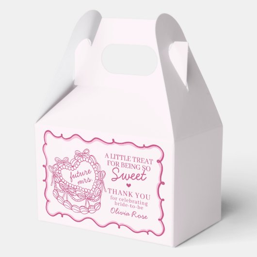 Roze Strik Retro Hart Coquette Cake Bruidsdouche Bedankdoosjes (Voorkant)
