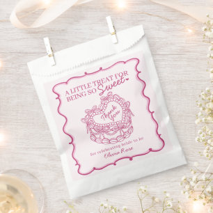 Roze Strik Retro Hart Coquette Cake Bruidsdouche Bedankzakje