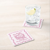 Roze Strik Retro Hart Coquette Cake Bruidsdouche Kartonnen Onderzetters (Insitu)