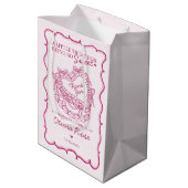 Roze Strik Retro Hart Coquette Cake Bruidsdouche Medium Cadeauzakje (Achterkant Gekanteld)