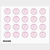 Roze Strik Retro Hart Coquette Cake Bruidsdouche Ronde Sticker (Vel)