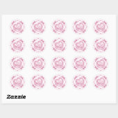 Roze Strik Retro Hart Coquette Cake Bruidsdouche Ronde Sticker (Vel)