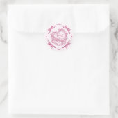 Roze Strik Retro Hart Coquette Cake Bruidsdouche Ronde Sticker (Tas)
