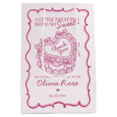 Roze Strik Retro Hart Coquette Cake Bruidsmeisje F Medium Cadeauzakje (Achterkant)