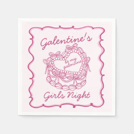 Roze Strik Retro Hart Coquette Cake Galentines Servet
