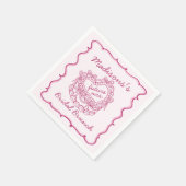 Roze Strik Retro Hart Coquette Taart Bruids Brunch Servet (Hoek)