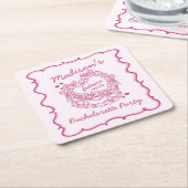 Roze Strik Retro Hart Coquette Taart Verloofde Bru Kartonnen Onderzetters (Schuin)