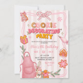 Roze Strik Retro Koekje Versieren Feestje Kaart (Voorkant)