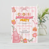 Roze Strik Retro Koekje Versieren Feestje Kaart (Staand voorkant)