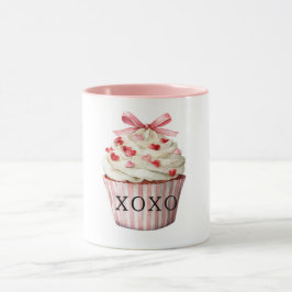 Roze Strik Rode Harten Cupcake Verjaardag Mok