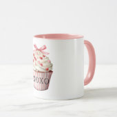 Roze Strik Rode Harten Cupcake Verjaardag Mok (Voorkant rechts)