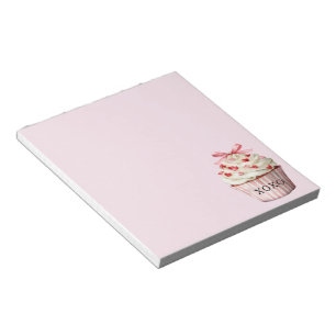 Roze Strik Rode Hartjes Cupcake Notitieblok