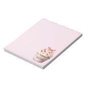 Roze Strik Rode Hartjes Cupcake Notitieblok (Linkerzijde)