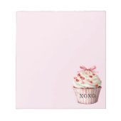Roze Strik Rode Hartjes Cupcake Notitieblok (Voorkant)