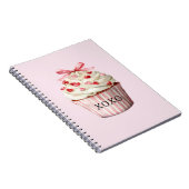 Roze Strik Rode Hartjes Cupcake   Notitieboek (Rechterzijde)