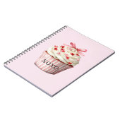 Roze Strik Rode Hartjes Cupcake   Notitieboek (Linkerzijde)