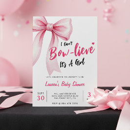 Roze Strik Roerend Het is een Meisje Baby Shower Kaart