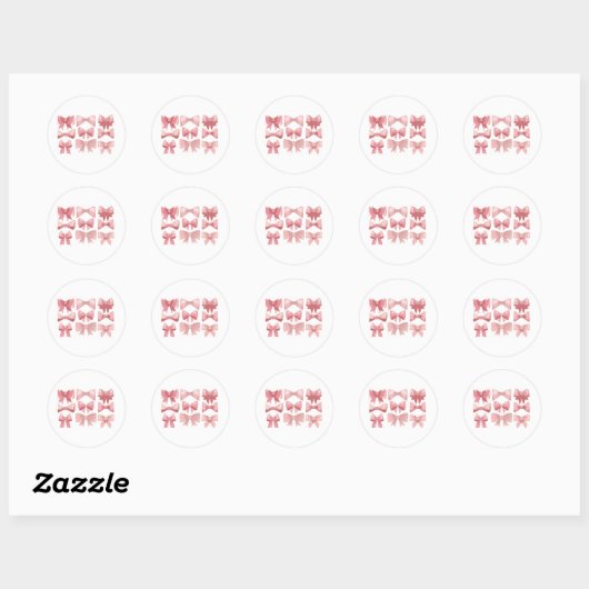 roze strik ronde sticker (Vel)