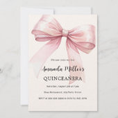 Roze strik roombordeeluxe Quinceanera Kaart (Voorkant)
