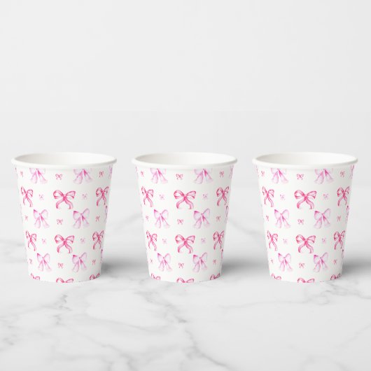 Roze Strik Roos Bruiloft Bruiloftsfeest Papieren Bekers (Multi)