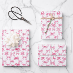 Roze Strik Roos Coquette Esthetische Baby Shower V Inpakpapier Vel