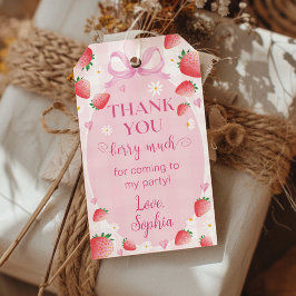 Roze Strik Roze Aardbei Verjaardagsfeest Bedankt L Cadeaulabel
