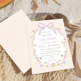 Roze Strik Roze Baby Shower Kaart