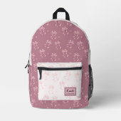 Roze Strik Roze Coquette Aangepast Script Naam Bedrukte Rugzak (Voorkant)
