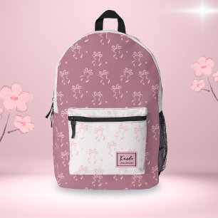 Roze Strik Roze Coquette Aangepast Script Naam Bedrukte Rugzak
