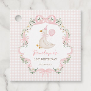 Roze Strik Roze Gans Eerste Verjaardagsfeestje Bedankjes Labels