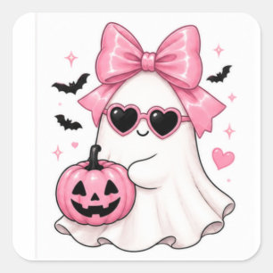 Roze Strik Roze Geest Hart Zonnebril Vierkante Sticker