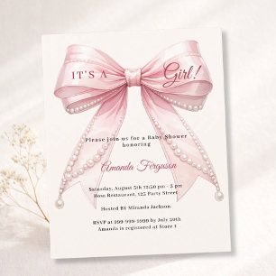 Roze strik roze het is een meisje Baby Shower uitn