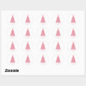 Roze Strik Roze Kerstboom Ronde Sticker (Vel)
