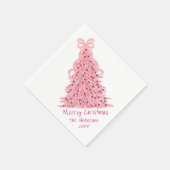 Roze Strik Roze Kerstboom Servet (Hoek)