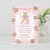 Roze Strik Roze Koek Christmas Baby Shower Gingham Kaart (Staand voorkant)