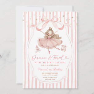 Roze Strik Roze Lint Ballerina Dans en Pirouette V Kaart