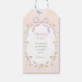 Roze Strik Roze Lint Verjaardag Cadeaulabel (Voorkant)