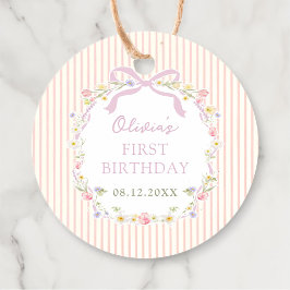 Roze Strik Roze Lint Verjaardag Favor Tags Bedankjes Labels